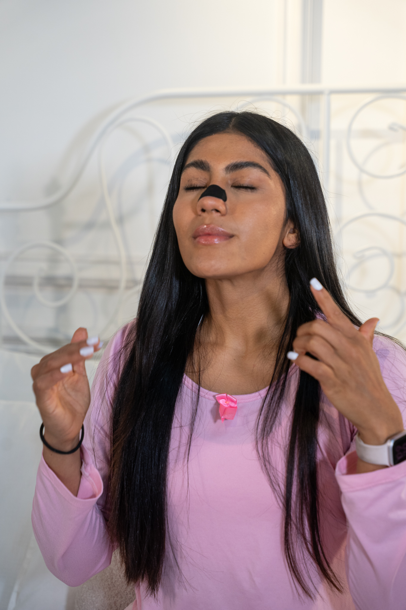 Woman relaxed with nasal strip